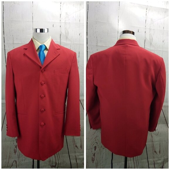 Pacelli Uomo Moda 42R 5 Button Red 2pc Suit 35x31 Pleated - Picture 6 of 16